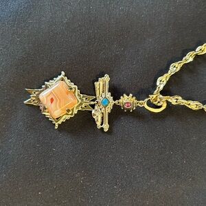 Kendra Scott Gold Necklace with Orange and Pink Accents